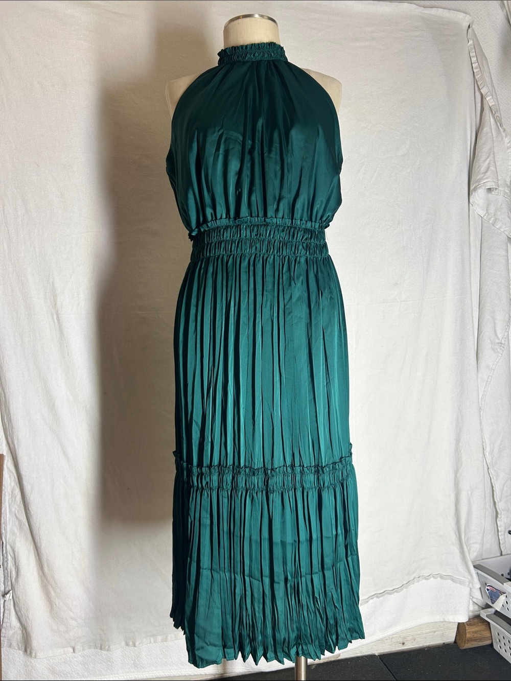 Nicole Miller Teal Halter Maxi Dress